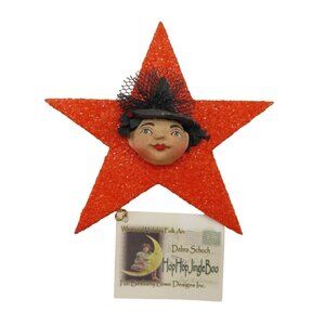 Debra Schoch  Bethany Lowe Red Glitter Star Witch Halloween Tulle Brooch Pin NEW